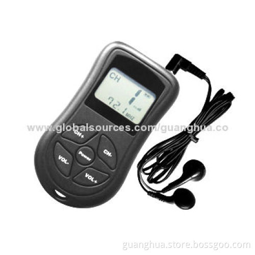 FM radio with earphone and LCD screen, in portable design